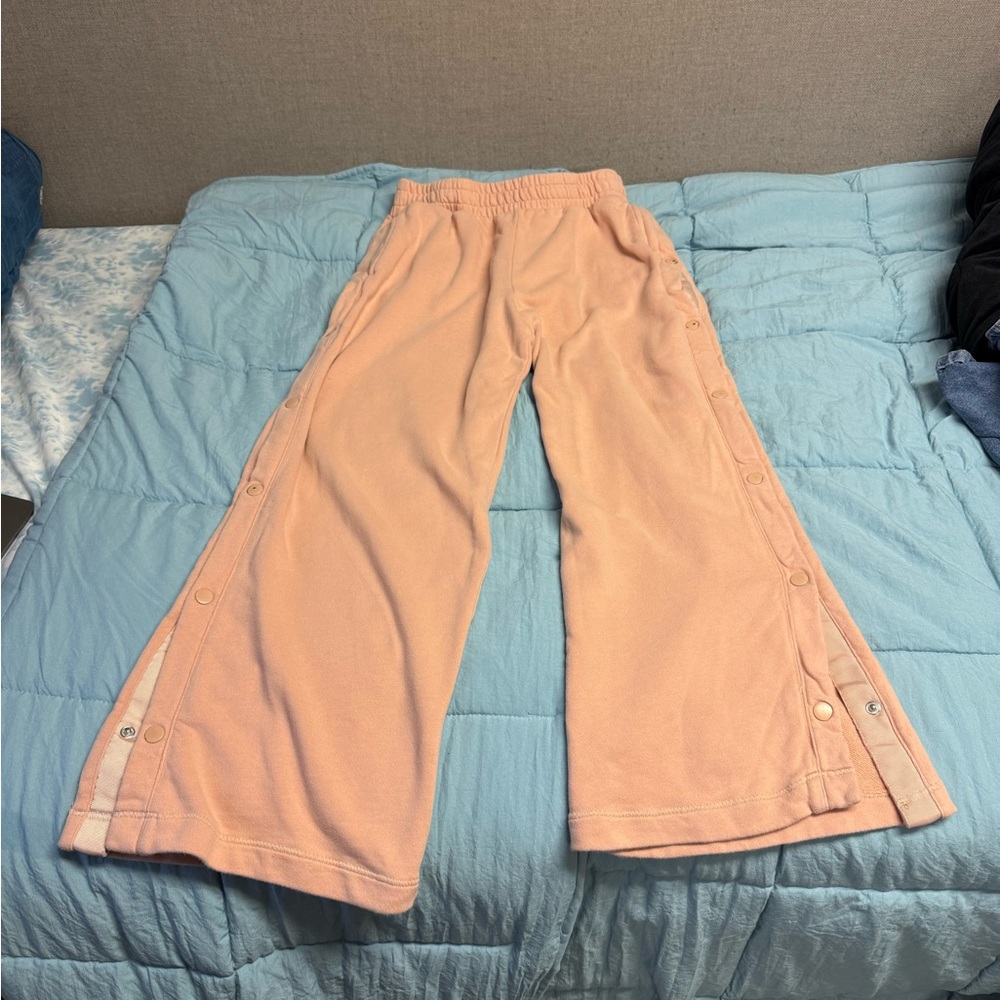 Peach Wide-Leg Snap Pants